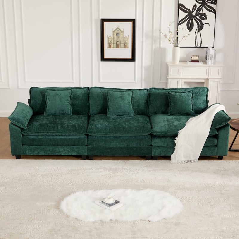 Roomfitters 3-Seater Cloud Sofa, Modern Chenille Upholstered Sectional Couch with Wide Armrests and Deep Cushions