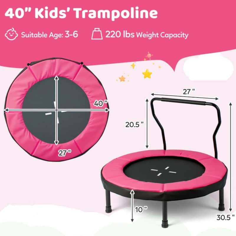 Metal Kids Trampoline with Foam Handle and Safety Mat