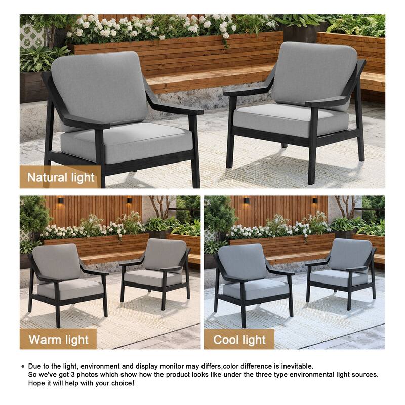 Solid Wood Outdoor Arm Chair Loveseat with Cushion