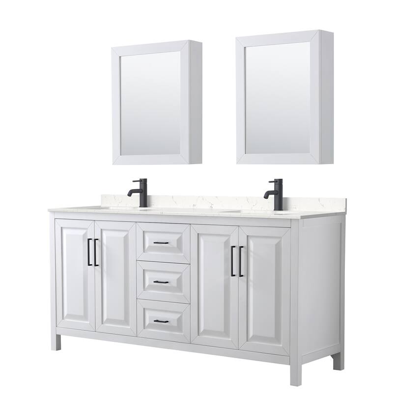 Daria 72 Inch Double Vanity, Cultured Marble Top, Medicine Cabinets