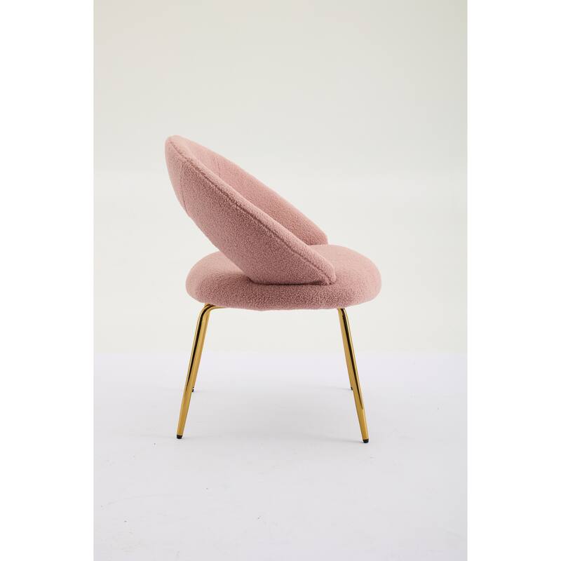 Teddy Fabric Dining Accent Chairs with Curved Backrest and Gold Metal Legs - 250lb Capacity