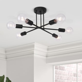 6 - Light Modern Metal Black Sputnik Semi-Flush Mount Ceiling Light ...
