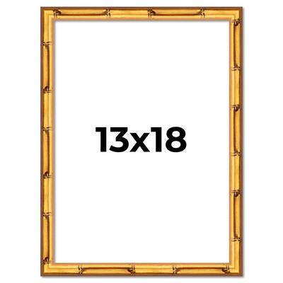 13x18 Frame Gold Bamboo Picture Frame Modern Photo Frame Includes UV Acrylic Shatter Guard Front Acid Free Foam Backing Board