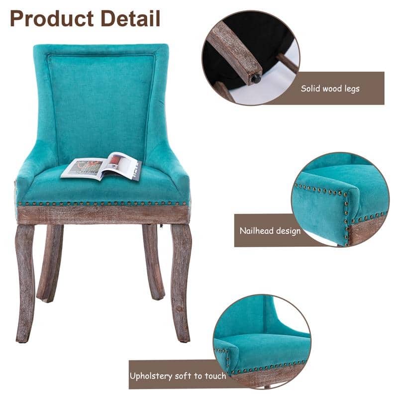 Thickened Side Dining Chair with Solid Wood Legs Set of 4