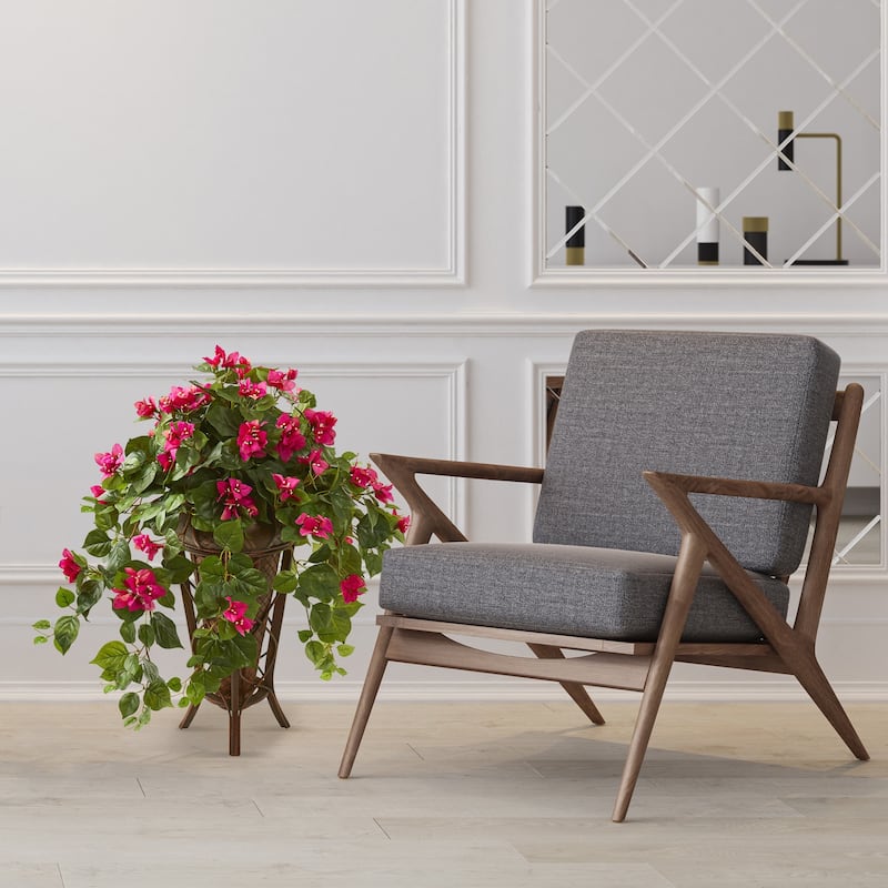 Artificial Plant with Stand Planter - Home Decor Indoor Accent - Baroque Beauty Faux Greenery - Pink