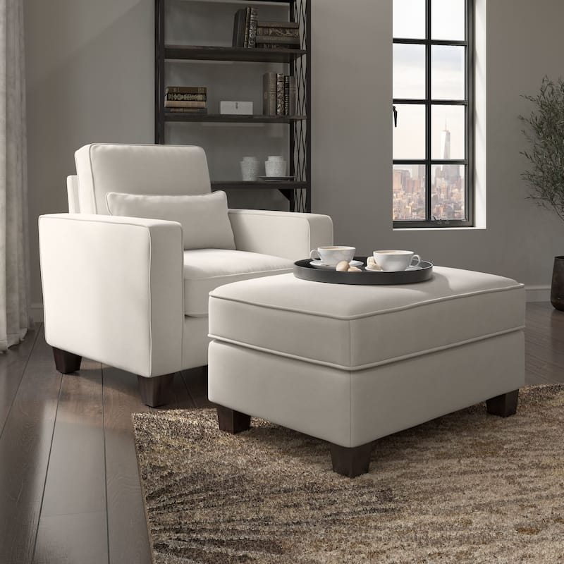 Bush Furniture Stockton Living Room Accent Chair with Ottoman Set