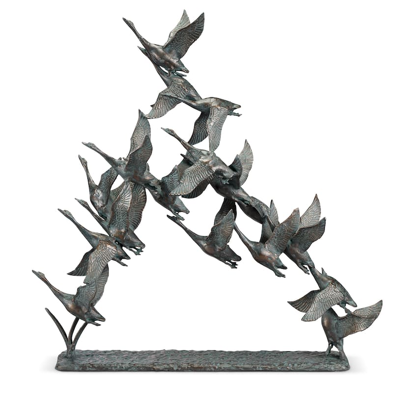 Spi Flock Of Ducks Sculpture 28" X 27.5" X 11.5" 8.5 Lbs. Aluminum - 28 X 27.5 X 11.5 inches