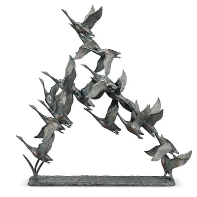 Spi Flock Of Ducks Sculpture 28" X 27.5" X 11.5" 8.5 Lbs. Aluminum - 28 X 27.5 X 11.5 inches