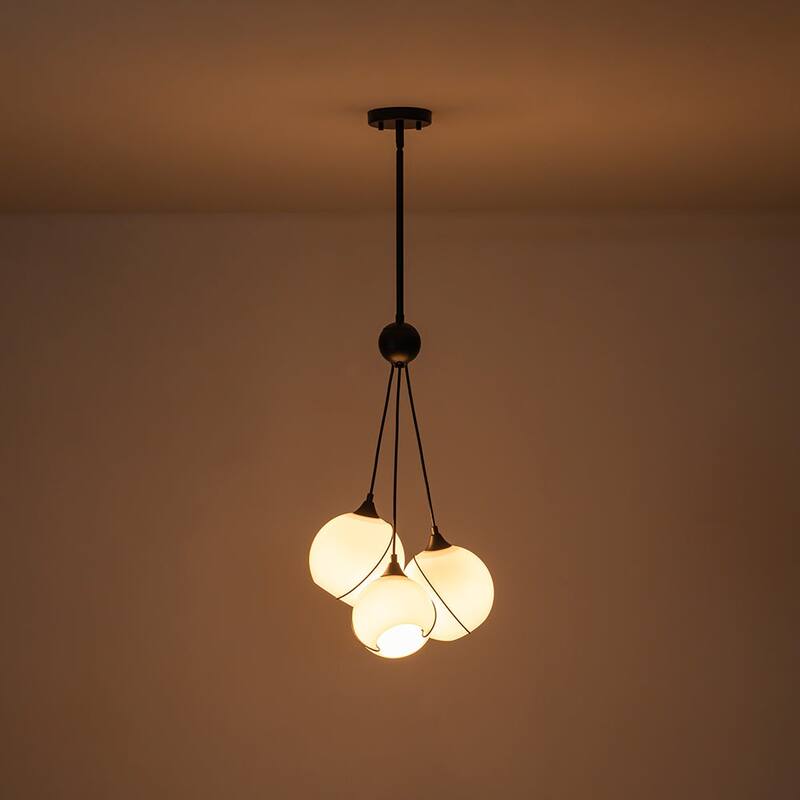 Classic Elegant Milky White Glass Globe Cluster Chandelier