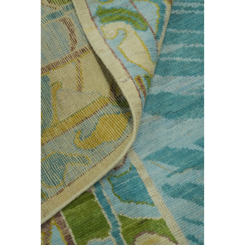 Vegetable Dye Wool Oushak Turkish Area Rug, Geometric Carpet - 11' 11'' X 9' 0''