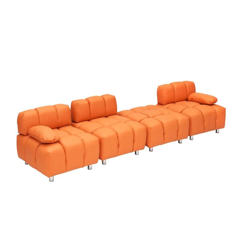 90.60" Tech Fabric L-Shaped Three-Seater Cushioned Sofa (New)