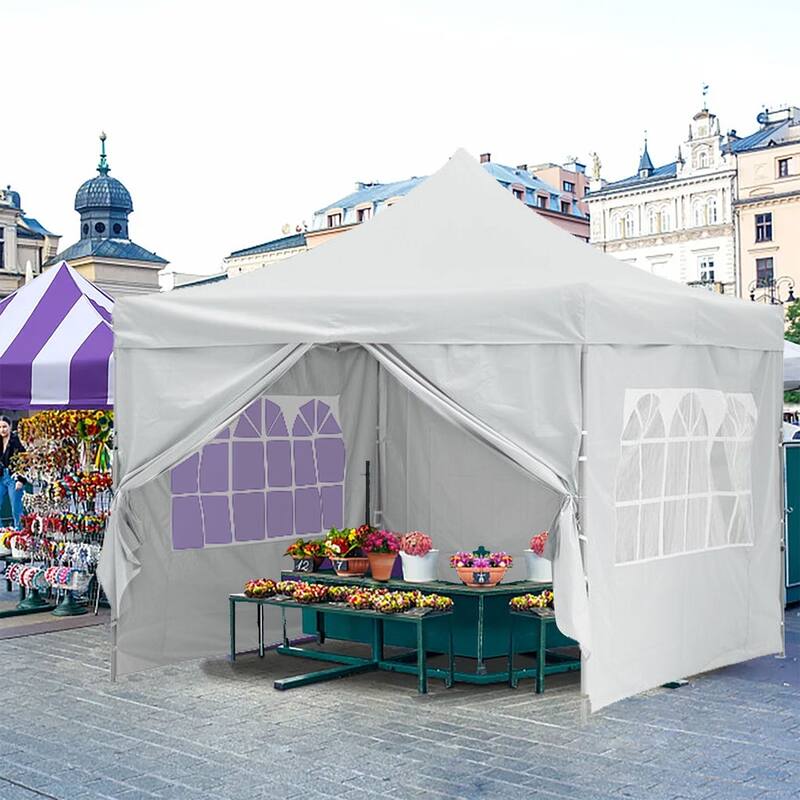 Zenova 10x10 Pop Up Canopy Tent Instant Folding Shelter With 4 Sidewalls with Free Mosquito Net - 10*10FT