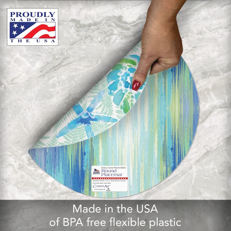 Isla Mona Round Reversible Easy Care Flexible Plastic Placemat 4 Pack Made in The USA