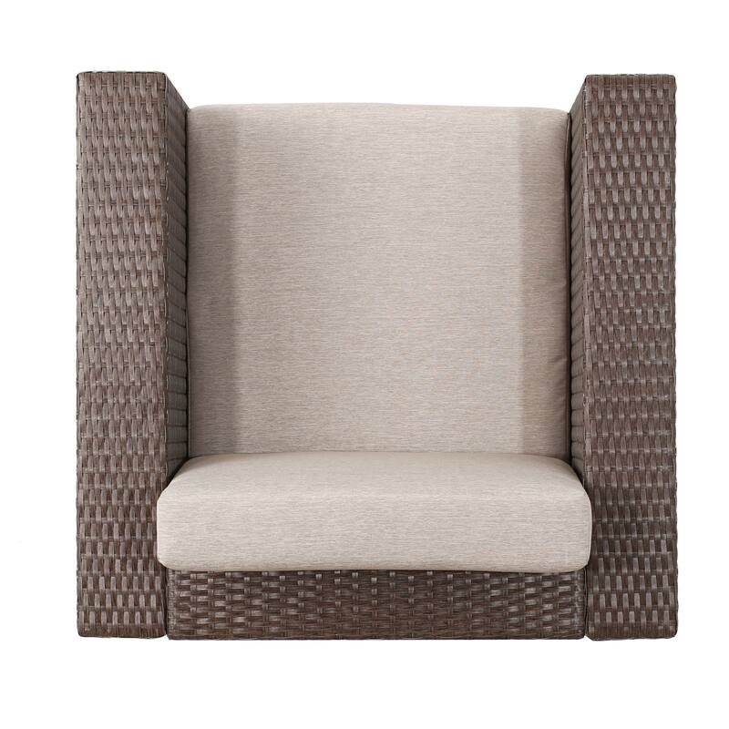 Puerta Outdoor 5-piece Wicker Chair and Square Stone Firepit Set by Christopher Knight Home