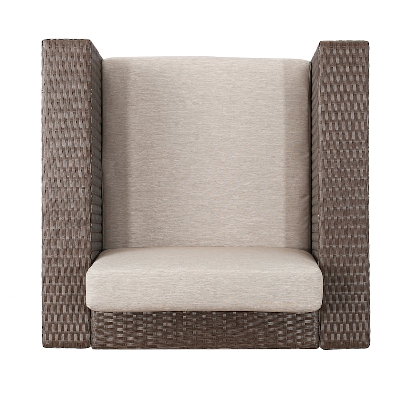 Puerta Outdoor Wicker 3-piece Swivel Chat Set with Cushions by Christopher Knight Home