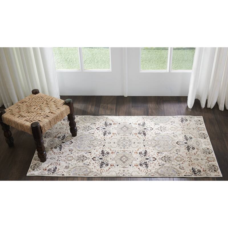 Silver Screen Floral Modern Area Rug