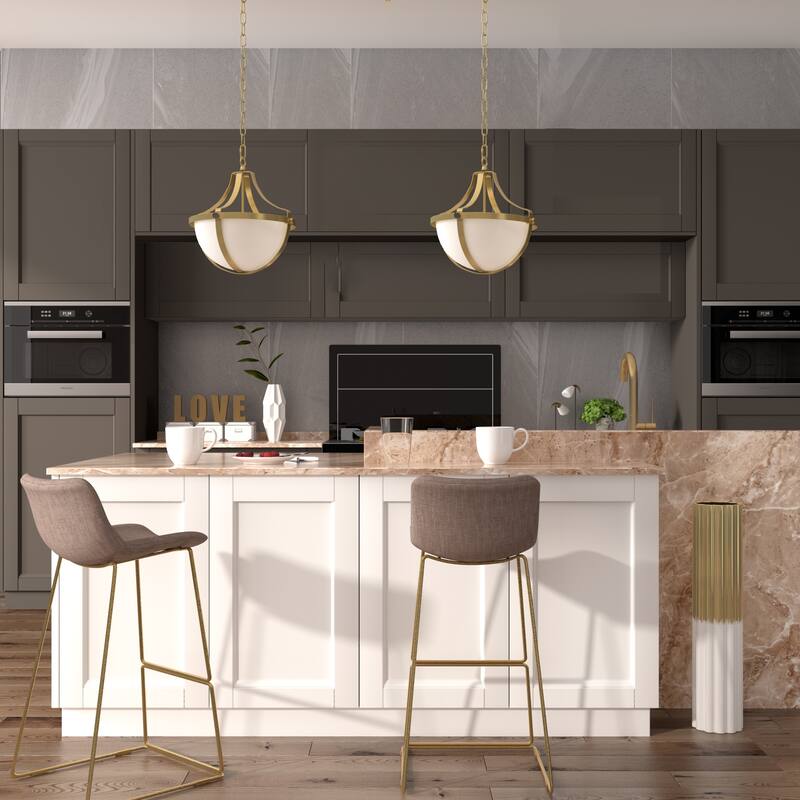 1-light Mid-century Modern Gold 14 in. Kitchen Island Pendant