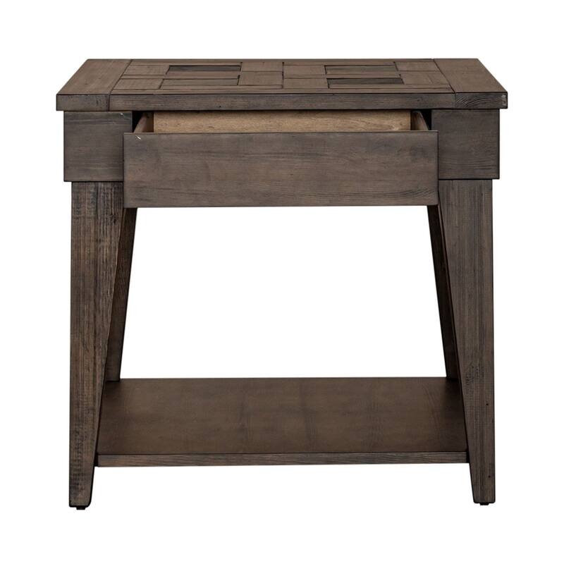 Arrowcreek Drawer End Table with Reclaimed Wood & Stone Top