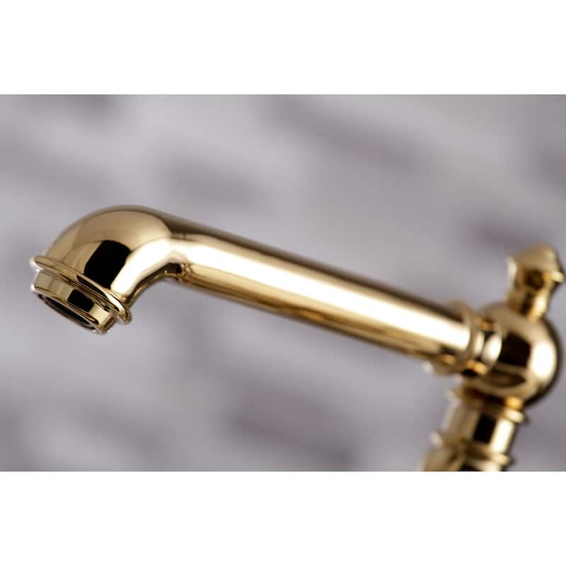 English Country Bridge Kitchen Faucet with Sprayer in Matte Black