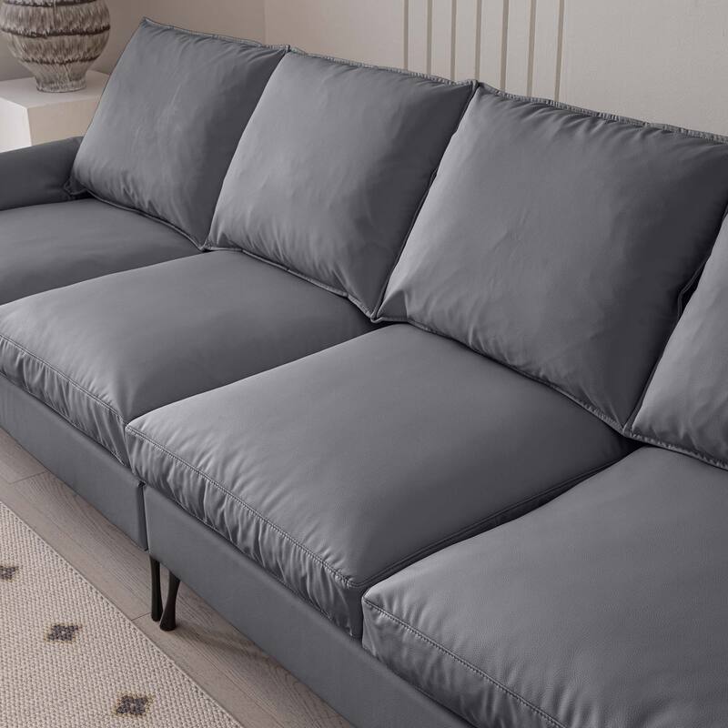 104.5"Modern Technical leather L-Shaped Sofa with Ottoman