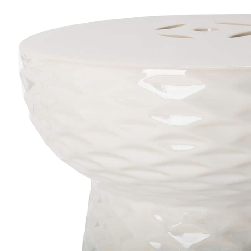 SAFAVIEH Faye White Ceramic Decorative Garden Stool
