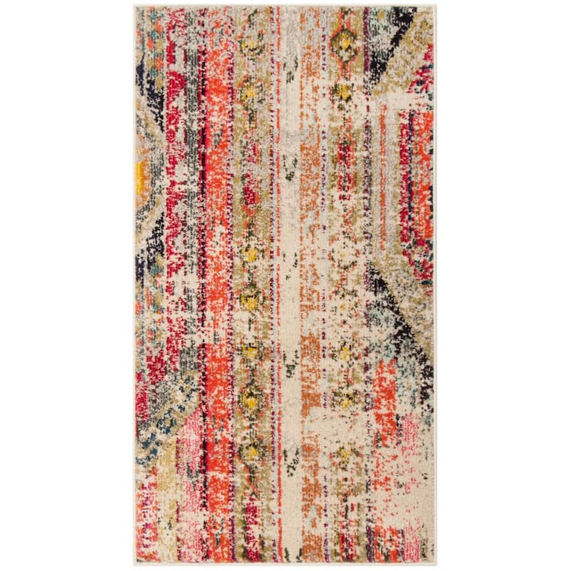 SAFAVIEH Monaco Lumturije Distressed Boho Rug - 2'2" x 4' - Light Grey/Multi