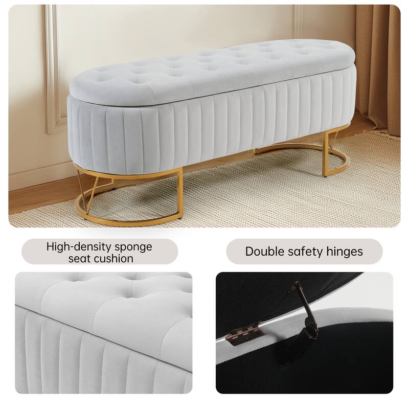 Velvet Storage Bench for Bedroom
