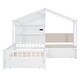 preview thumbnail 10 of 16, Twin Size House Bed with Upholstered Sofa, Charging Station, Wireless Charging, Shelves, 2-Drawers, Space-Saving Design, White