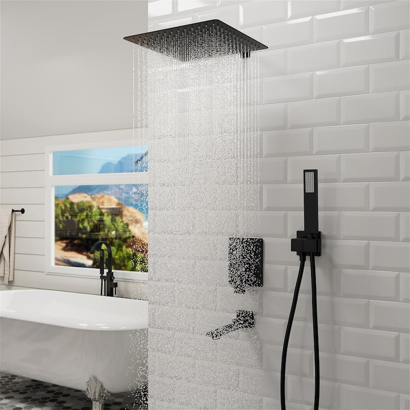 GIVINGTREE 12 inch Tub and Shower Faucet with Rough-In Valve - 12 inch
