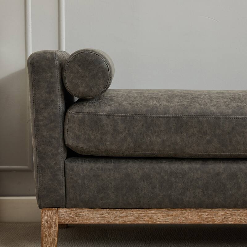 66.34"W Elegant Upholstered Bench with Pillows for End of Bed, Bedroom, Living Room