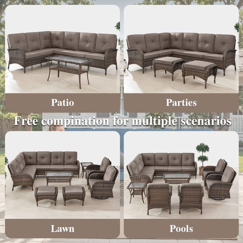 Outdoor Sectional Sofa with Cushion Funiture Set