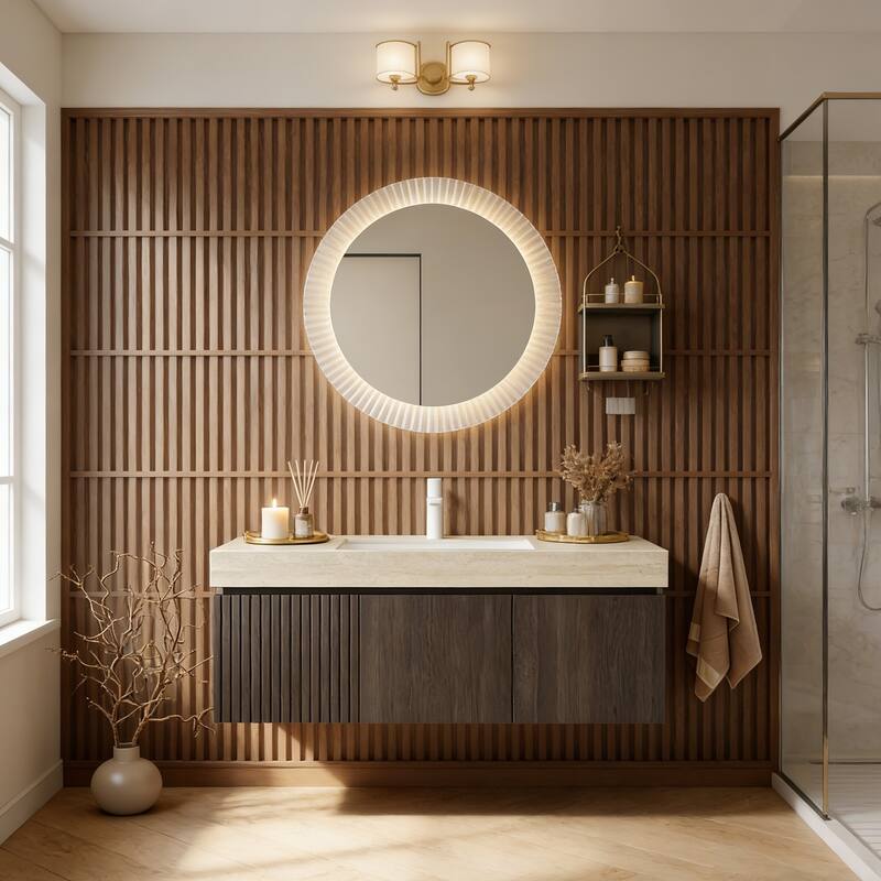 Mondern Floating Bathroom Vanity with 1 Pre-drilled Faucet Holes - 48 - Espresso