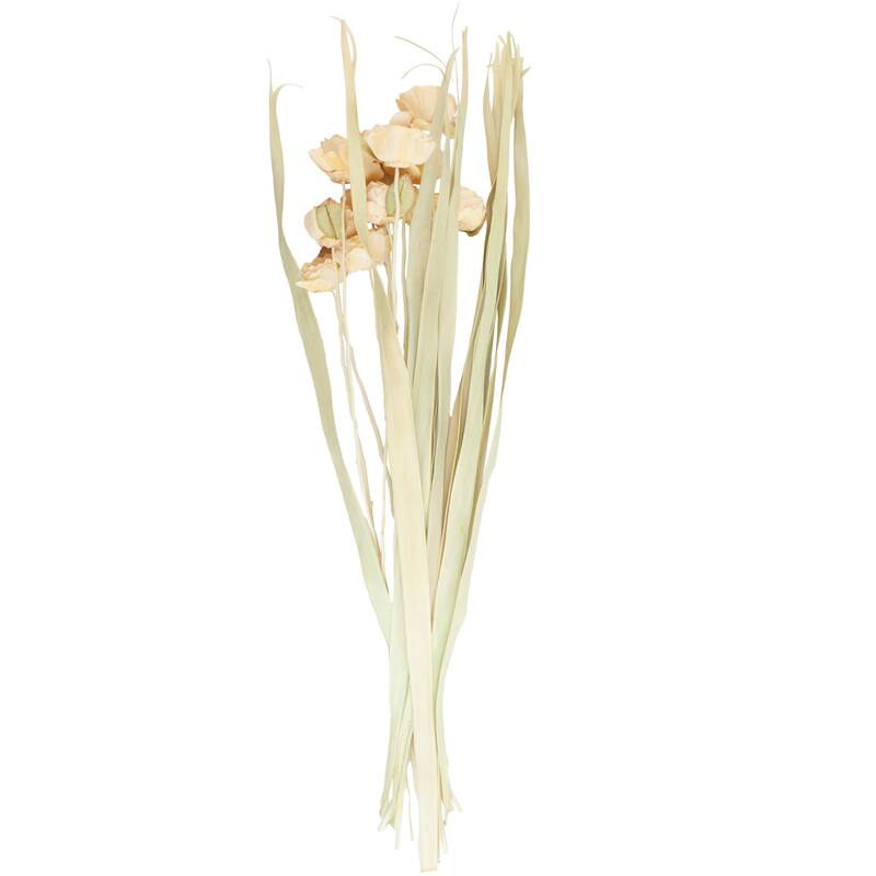 Dried Plant Tall Natural Foliage with Leaves - Cream - Roche River Decor - 12"W x 12"L x 50"H