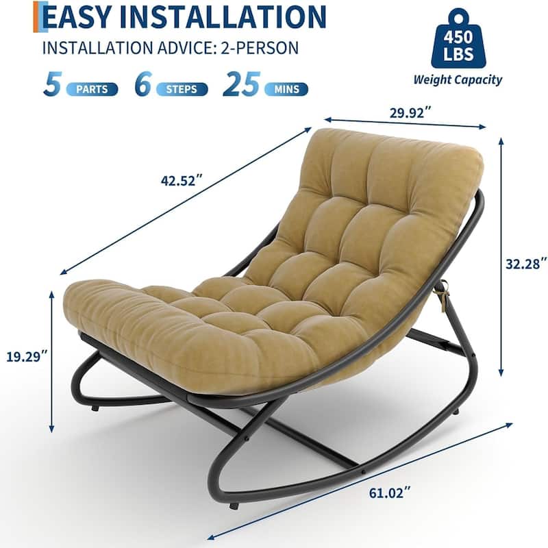 Oversized Heavy-Duty Rocking Recliner Waterproof Cushions 400 lb Weight Capacity