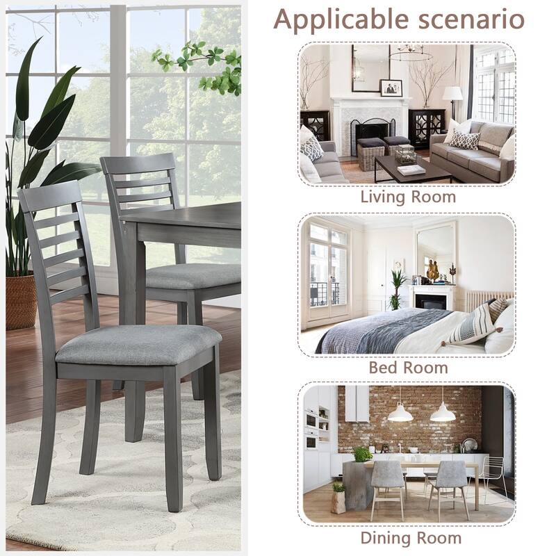 Dining Chairs Only, Wooden Dining Chairs Set of 4, Kitchen Chair with Padded Seat, Upholstered Side Chair for Dining Room