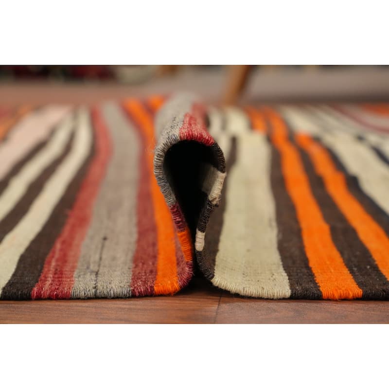 Hand Woven Oriental 100% Wool Carpet Southwestern Geometric Multi-Colored Kilim Area Rug - 8' 8'' X 4' 8''