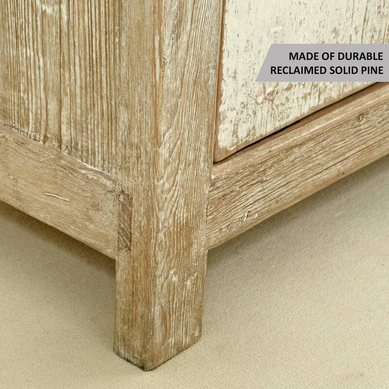 Artissance Reclaimed Wood Shandong Buffet with 4 Drawers & Antique Off White Finish, 35 Inch Tall