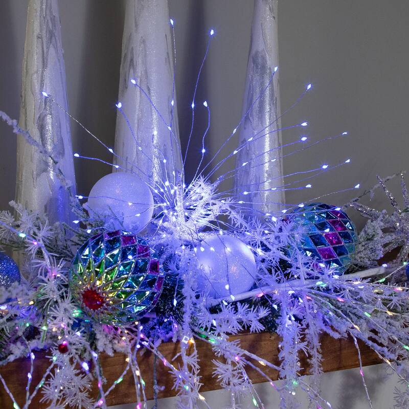 20" LED Firework Silver Branch Christmas Decoration Blue Lights