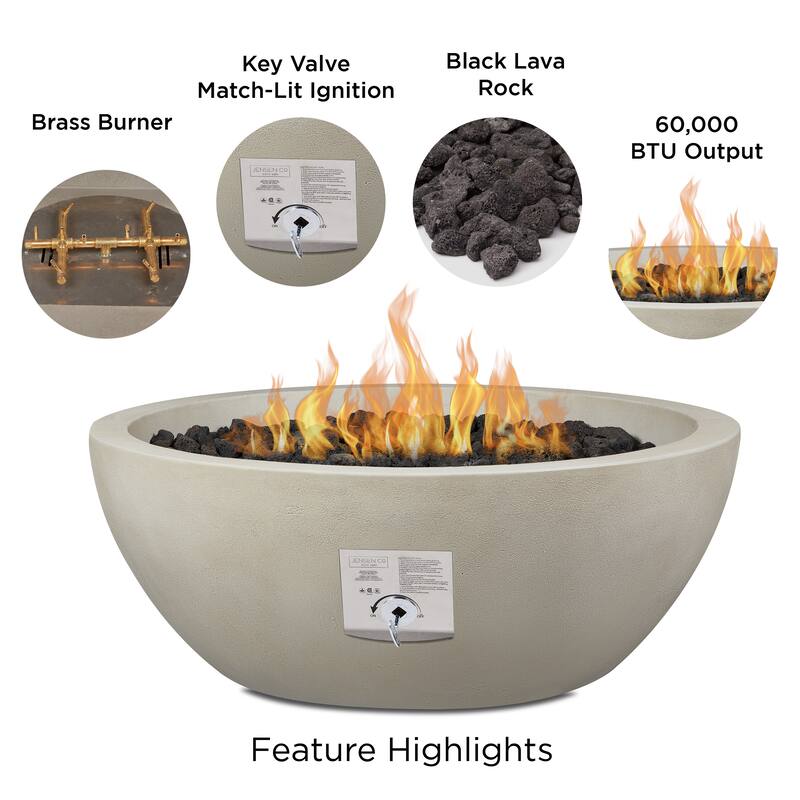 Alta Large Propane Fire Bowl in Fog by Jensen Co