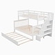 preview thumbnail 27 of 28, Twin Over Full Size Wood Bunk Bed with Twin size Trundle, Stairway, Storage and Guard Rail
