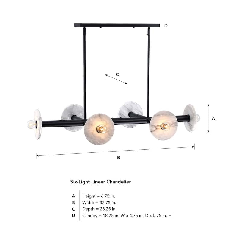 Designers Fountain D325C-6LCH Fina 6 Light 38" Wide Linear Chandelier