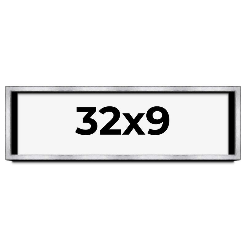 32x9 Shadow Box Frame Silver | 1.375 Inches Deep Real Wood