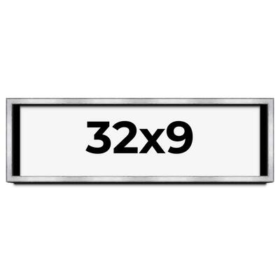 32x9 Shadow Box Frame Silver | 1.375 Inches Deep Real Wood