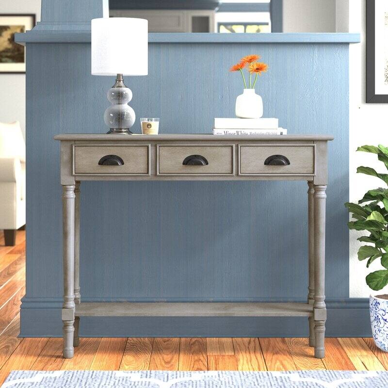 Burlington Wood 3-drawer Console Hallway Table - Roast Oyster
