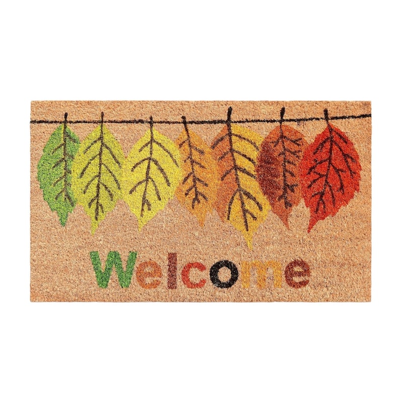 HomeRoots 24" X 36" Natural And Brown Fall Welcome Outdoor Coir Door Mat - 24.00' X '36.00
