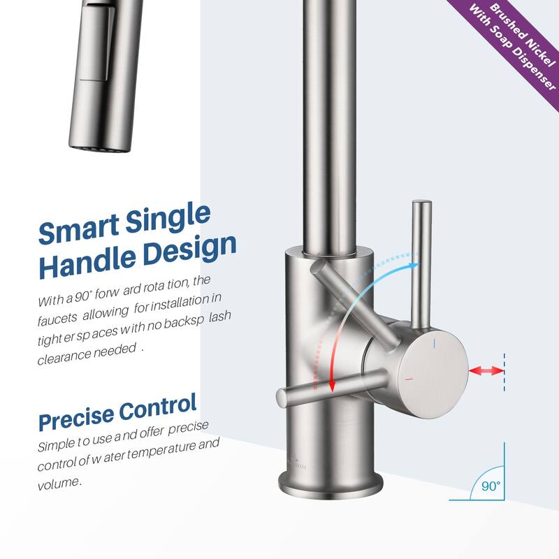 Blossom Solid Pull-Down Kitchen Faucet w/ 360 Swivel, Single Handle