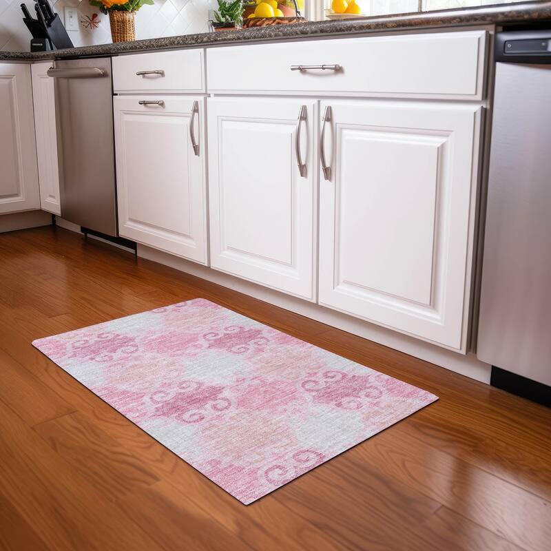 Premium Washable Super Soft Ornate Scroll Mayfield Rug - Pink - 1'8" x 2'6"
