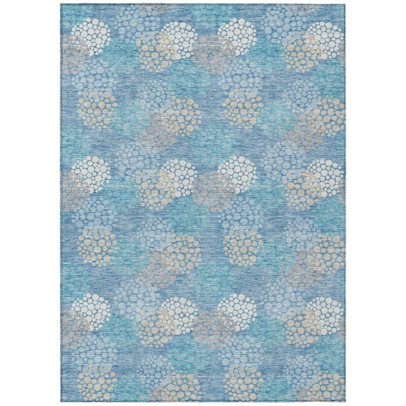 HomeRoots Polka Dot Transitional Rectangle Outdoor Rug