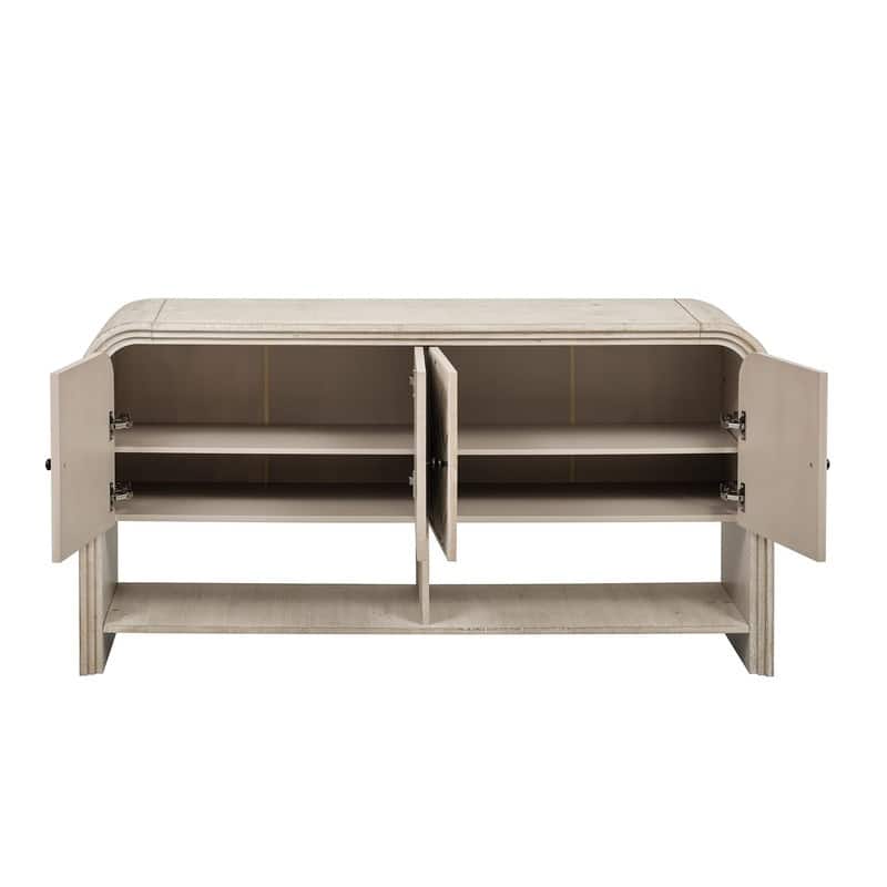Versatile 60" Console Table with Woven Wood Slats and Solid Wood Veneer for Entryway or Living Room