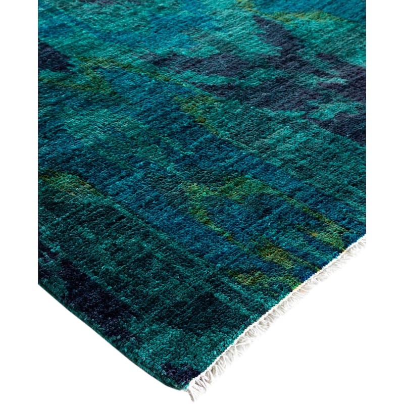 Overdyed One-of-a-Kind Hand-Knotted Square Area Rug - Green - 11' 9" x 12' 1"